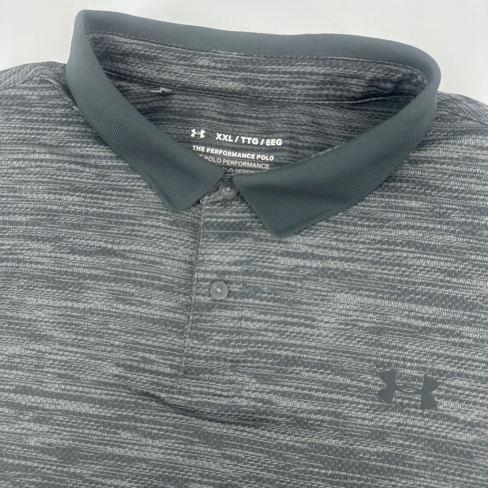 Under Armour Performance Polo Mens XXL 2XL Gray Heathered Short Sleeve Shirt - Picture 1 of 8